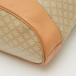 Pre Owned Celine Beige/Tan Macadam Coated Canvas and Leather Shoulder Bag