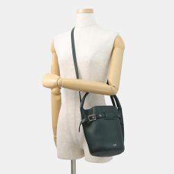 Pre Owned Celine Big Bag Bucket Dark Green Leather Size Nano