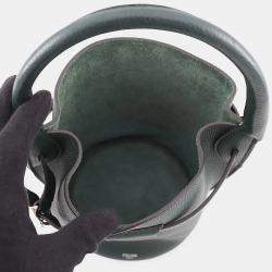 Pre Owned Celine Big Bag Bucket Dark Green Leather Size Nano