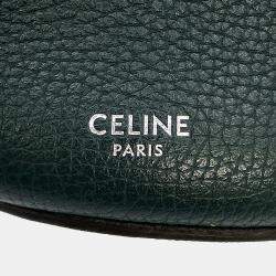 Pre Owned Celine Big Bag Bucket Dark Green Leather Size Nano