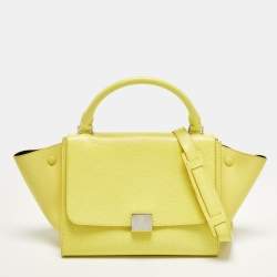 Pre Owned Celine Trapeze Small Yellow Leather Top Handle Bag