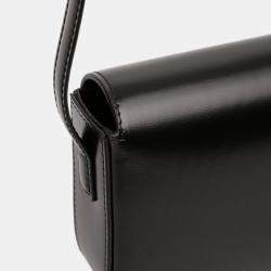 Pre Owned Celine Black Shiny Calfskin Triomphe Claude Shoulder Bag
