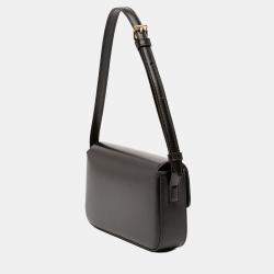 Pre Owned Celine Black Shiny Calfskin Triomphe Claude Shoulder Bag
