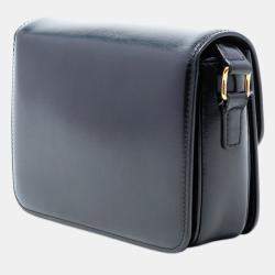 مملوكة مسبقًا Celine Black Teen Shiny Calfskin Triomphe Crossbody