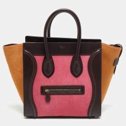 Pre Owned Celine Luggage Mini Tricolor Calf Hair and Leather Tote