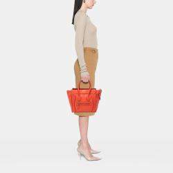 مملوكة مسبقًا Celine Orange Micro Leather Luggage Tote