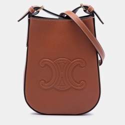 مملوكة مسبقًا Celine Brown Supple Calfskin Heloise Phone Pouch