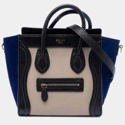 مملوكة مسبقًا Celine Beige/Black/Navy Blue Nano Tricolor Leather Luggage Tote