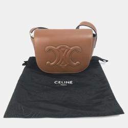 مملوكة مسبقًا Celine Pochette Folco Cuir Triomphe Shoulder Bag In Leather Tan And Brown