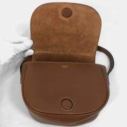 مملوكة مسبقًا Celine Pochette Folco Cuir Triomphe Shoulder Bag In Leather Tan And Brown