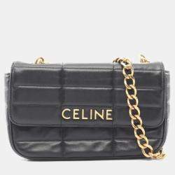 مملوكة مسبقًا Celine Matelasse Monochrome Shoulder Bag Leather Black