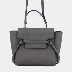 Pre Owned Celine Belt Bag Gray Leather Size Nano