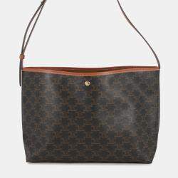 Pre Owned Celine Triomphe Soft Shopper Bag Tan Pvc Leather