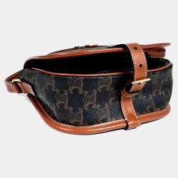 Pre Owned Celine Brown Coated Canvas Folco Bag Medium