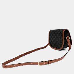 Pre Owned Celine Brown Coated Canvas Folco Bag Medium