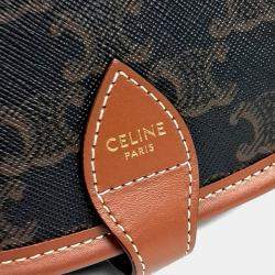 Pre Owned Celine Brown Coated Canvas Folco Bag Medium