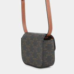 مملوكة مسبقًا Celine Triomphe Claude Mini Shoulder Pouch Tan Pvc Leather