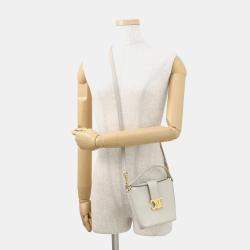 Pre Owned Celine Triomphe 2-Way Mini Bag Light Gray Leather