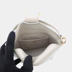 Pre Owned Celine Triomphe 2-Way Mini Bag Light Gray Leather