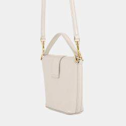 Pre Owned Celine Triomphe 2-Way Mini Bag Light Gray Leather