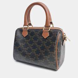 مملوكة مسبقًا Celine Black Brown PVC Triumph Boston Bag Small