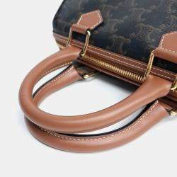 مملوكة مسبقًا Celine Black Brown PVC Triumph Boston Bag Small
