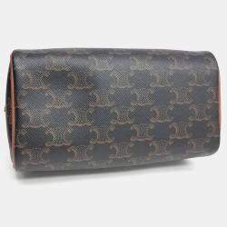 مملوكة مسبقًا Celine Black Brown PVC Triumph Boston Bag Small