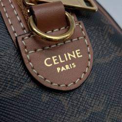 مملوكة مسبقًا Celine Black Brown PVC Triumph Boston Bag Small