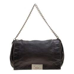 Pre Owned Celine Metallic Black Leather Shoulder Bag