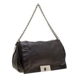 Pre Owned Celine Metallic Black Leather Shoulder Bag