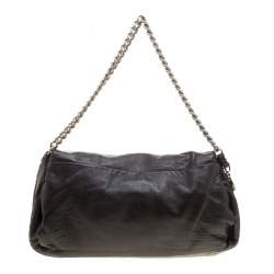 Pre Owned Celine Metallic Black Leather Shoulder Bag
