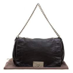 Pre Owned Celine Metallic Black Leather Shoulder Bag