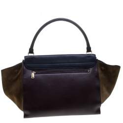Pre Owned Celine Tri Color Leather and Suede Large Trapeze Bag