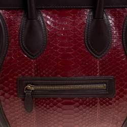 مملوكة مسبقًا Celine Burgundy/Brown Python and Leather Mini Luggage Tote