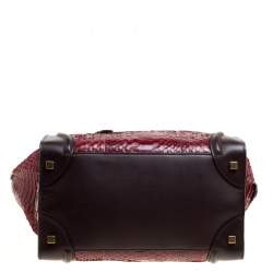مملوكة مسبقًا Celine Burgundy/Brown Python and Leather Mini Luggage Tote