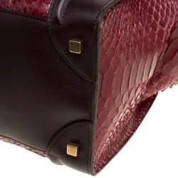 مملوكة مسبقًا Celine Burgundy/Brown Python and Leather Mini Luggage Tote