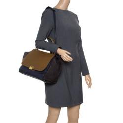 Pre Owned Celine Tricolor Leather and Suede Medium Trapeze Top Handle Bag