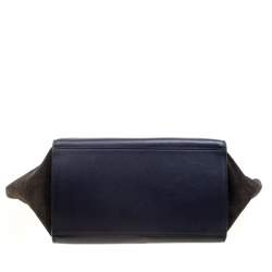 Pre Owned Celine Tricolor Leather and Suede Medium Trapeze Top Handle Bag