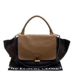 Pre Owned Celine Tricolor Leather and Suede Medium Trapeze Top Handle Bag