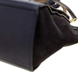 Pre Owned Celine Tricolor Leather and Suede Medium Trapeze Top Handle Bag