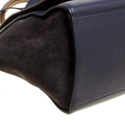 Pre Owned Celine Tricolor Leather and Suede Medium Trapeze Top Handle Bag