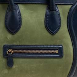 Pre Owned Celine Tri Color Leather and Nubuck Leather Mini Luggage Tote