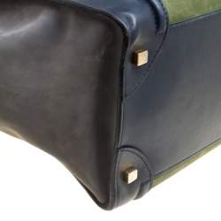 Pre Owned Celine Tri Color Leather and Nubuck Leather Mini Luggage Tote