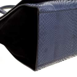 Pre Owned Celine Blue/Black Python and Suede Medium Trapeze Bag