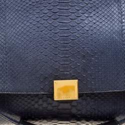 Pre Owned Celine Blue/Black Python and Suede Medium Trapeze Bag