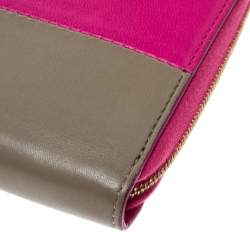 Celine Pink/Beige Leather Zip Around Compact Wallet