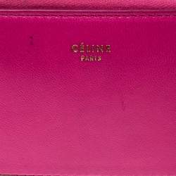 Celine Pink/Beige Leather Zip Around Compact Wallet