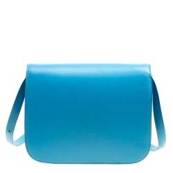 Celine Turquoise Leather Medium Classic Box Shoulder Bag