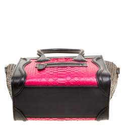 Pre Owned حقيبة سيلين نانو لاغيدج جلد و جلد ثعبان ثلاثي اللون