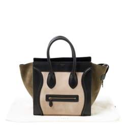 مملوكة مسبقًا حقيبة يد سيلين ميني لاغيدج سويدي وجلد ثلاثية اللون